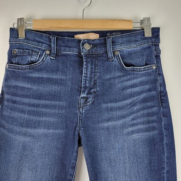7 For All Mankind b(air) The Ankle Skinny Jeans Side Step Raw Hem Bach Size 27 - Picture 5 of 15